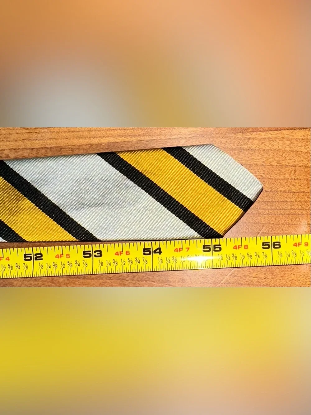 Club Room Silk Yellow, White & Black Diagonal Stripe Tie